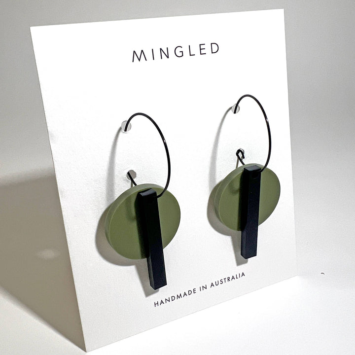 Bar Hoop - Olive Green Earrings