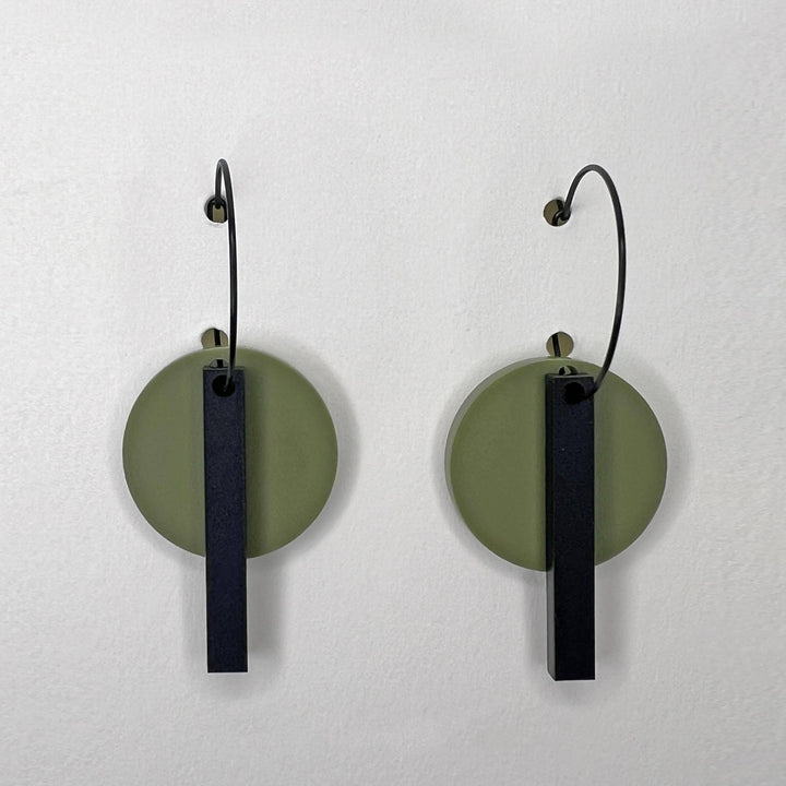 Bar Hoop - Olive Green Earrings