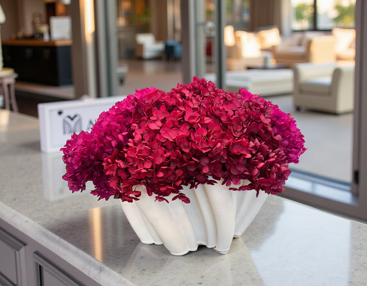 Preserved Magenta and Burgundy Hydrangea in Chloe Vase