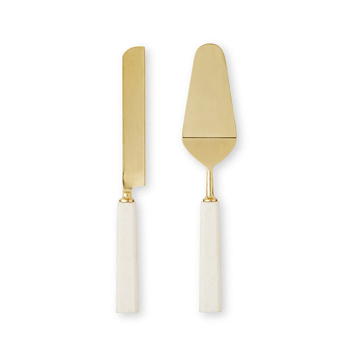 Cream/Gold Cake Server Set