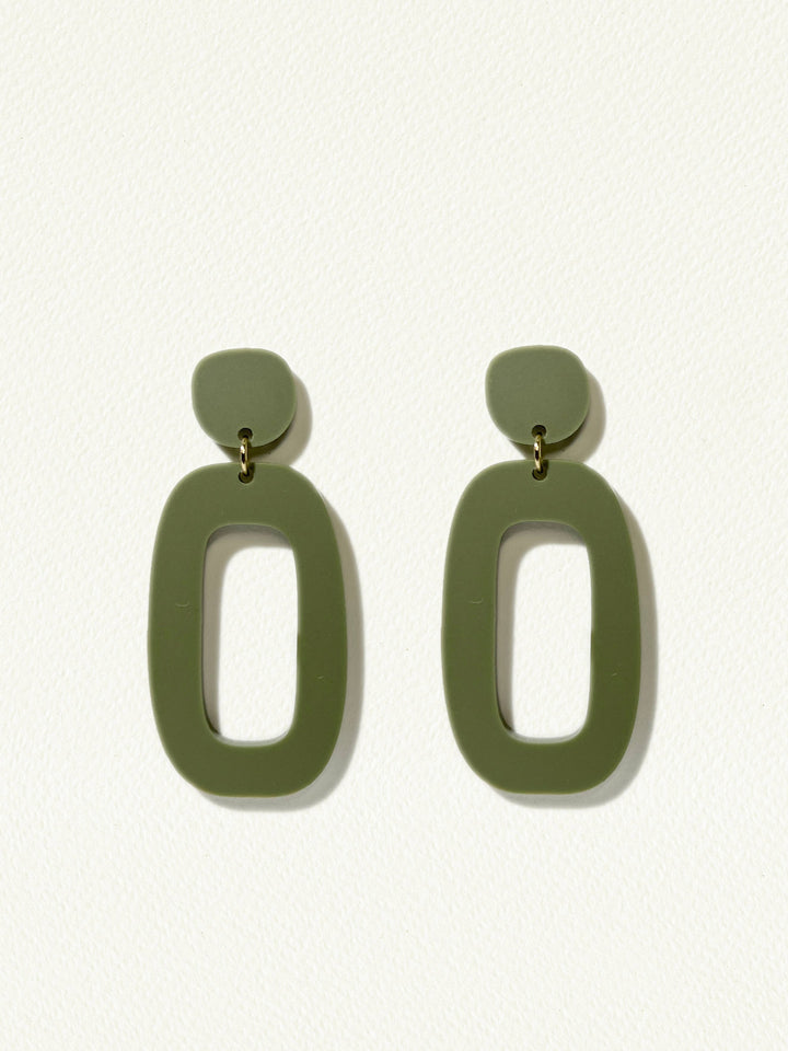RILEY Dangle Earrings in Olive Green