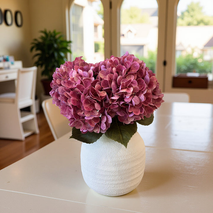 Pink Hydrangeas in round Vessel Flower Arrangement