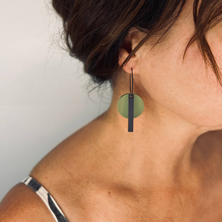 Bar Hoop - Olive Green Earrings