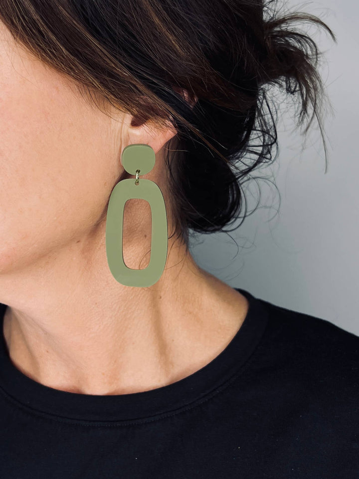 RILEY Dangle Earrings in Olive Green