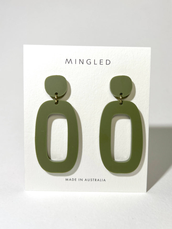 RILEY Dangle Earrings in Olive Green
