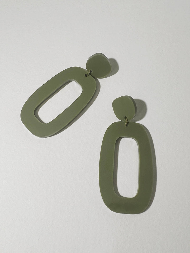 RILEY Dangle Earrings in Olive Green