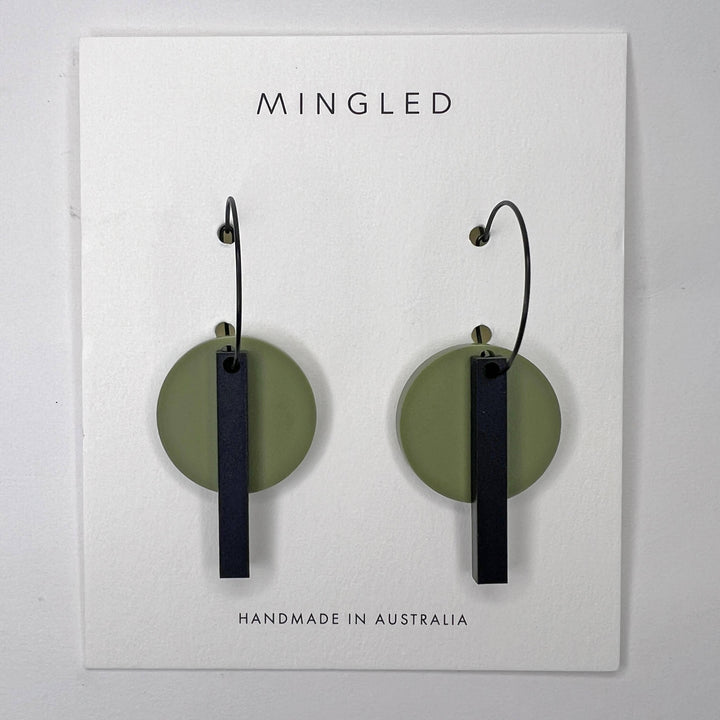 Bar Hoop - Olive Green Earrings