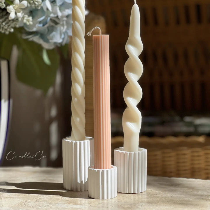 Ribbed Candlestick Holder - Medium
