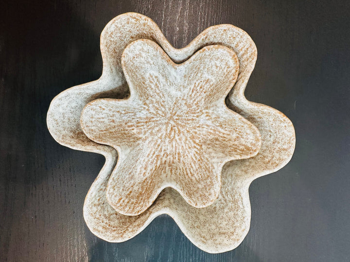 DANA NATURAL GLAZED WAVY DISH SET
