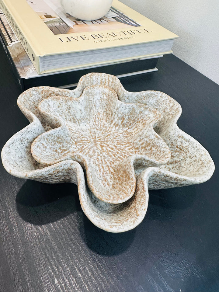 DANA NATURAL GLAZED WAVY DISH SET