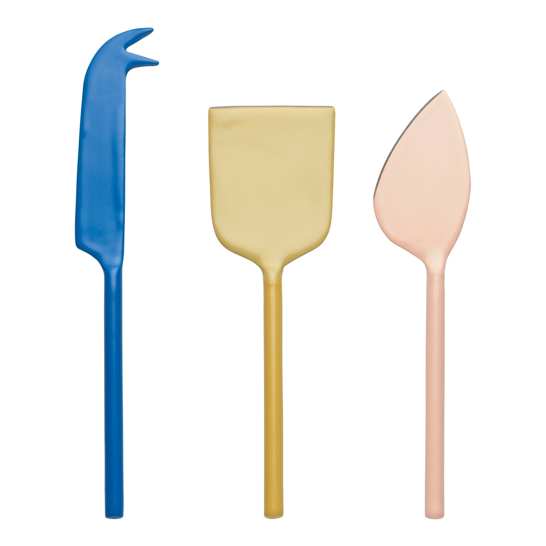 Apostle Set of 3 Cheese Knives (Blue Gold Pink)