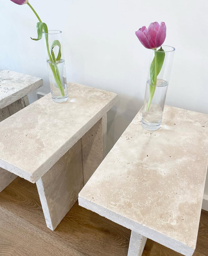 Ivory Travertine Side Tables
