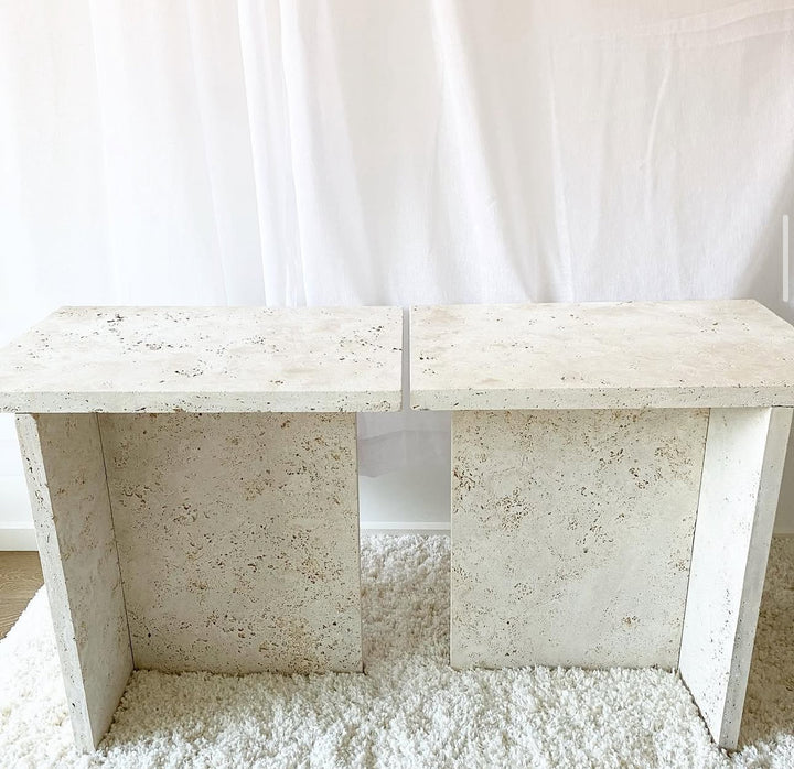 Ivory Travertine Side Tables