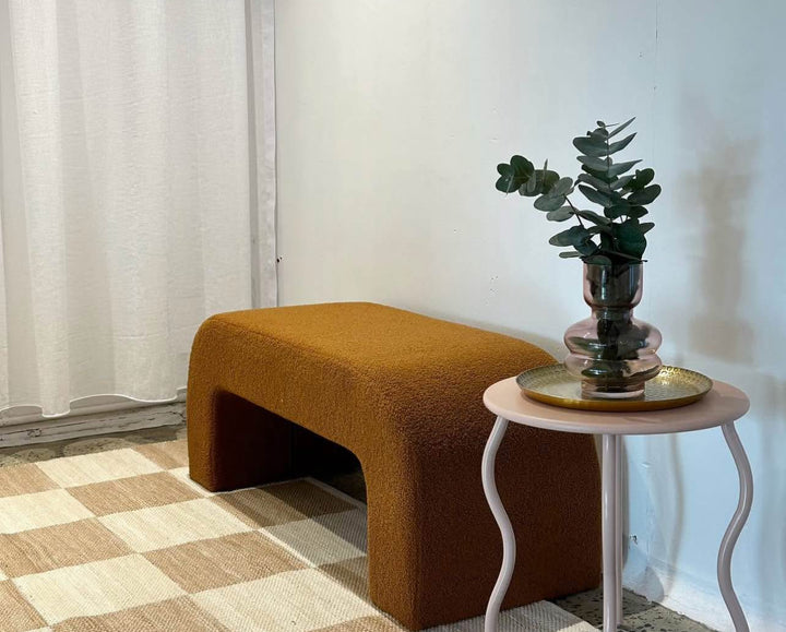 Burnt Orange Boucle Ottoman