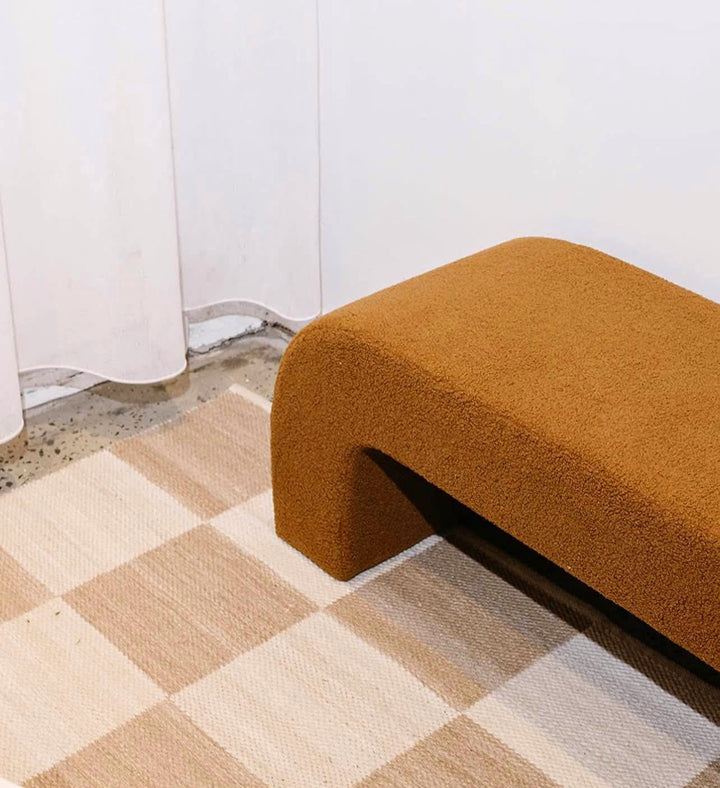 Burnt Orange Boucle Ottoman