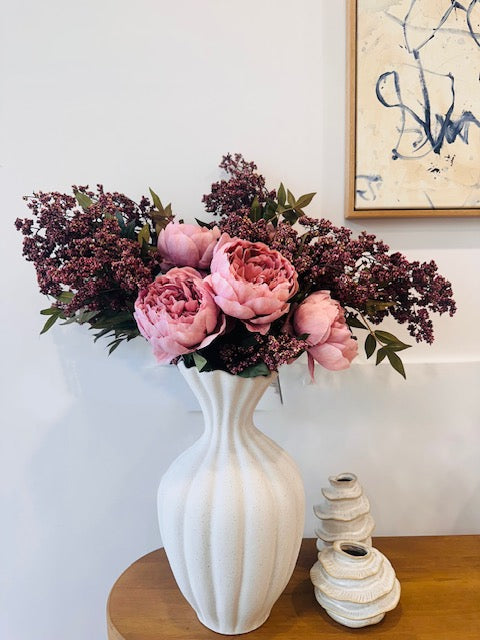 Pink Peony and Burgundy Pepper Berry Sprays