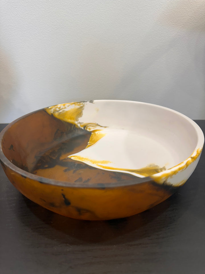 Resin Brown and White Salad Bowl (Large)