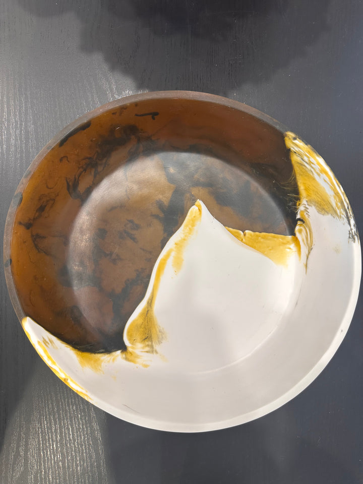 Resin Brown and White Salad Bowl (Large)