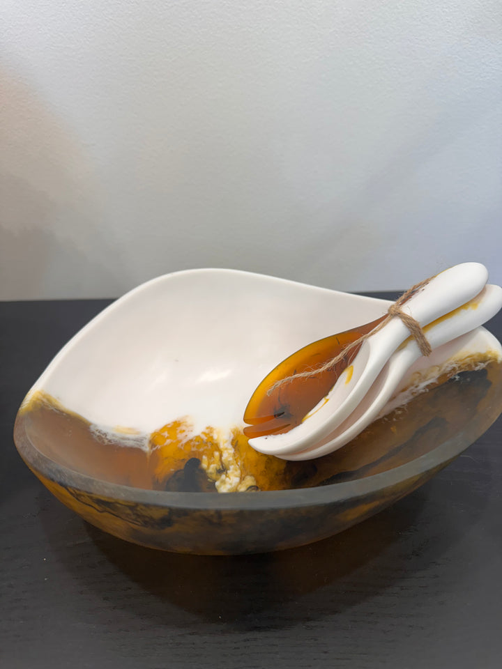 Resin Brown and White Bowl