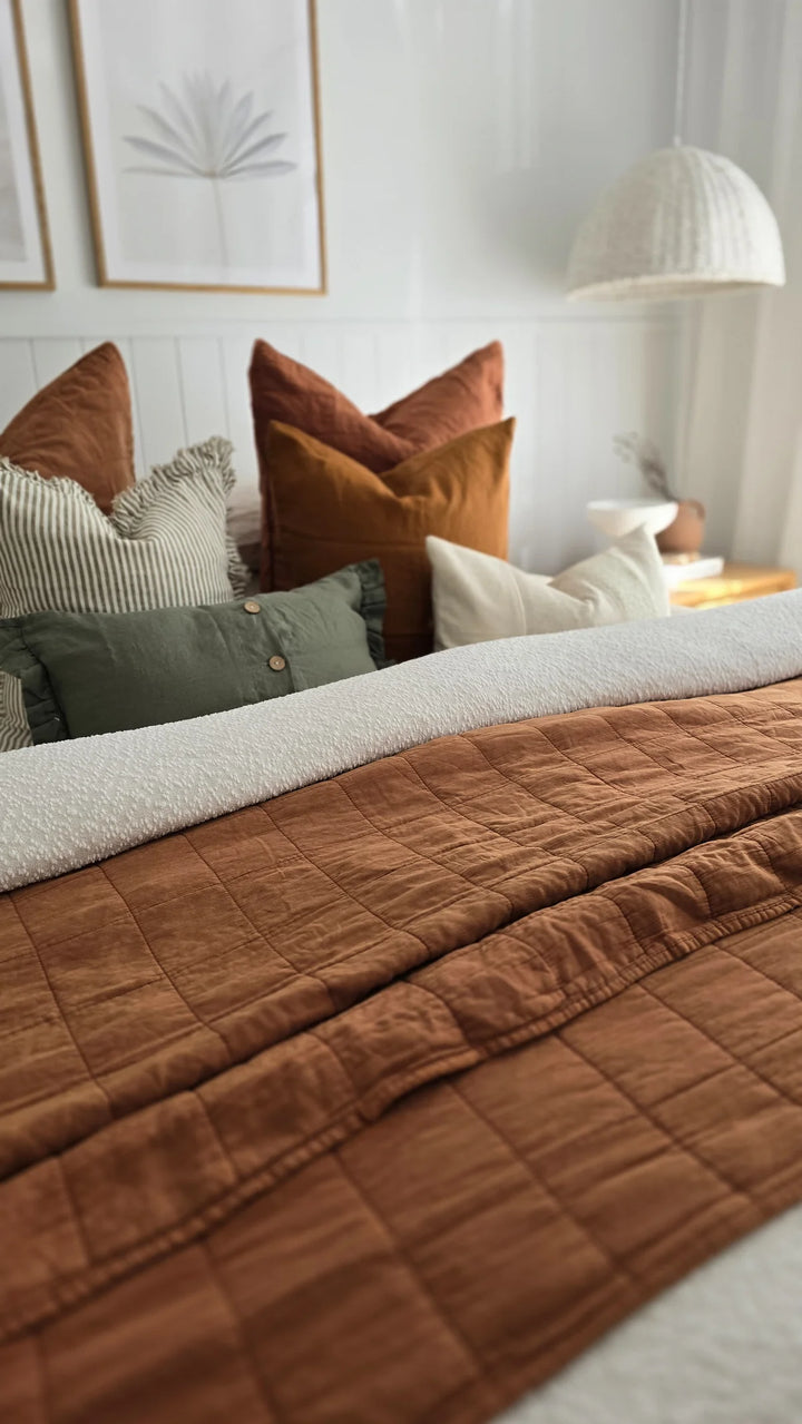 Pure French Linen Cushion with Ruffle Ends