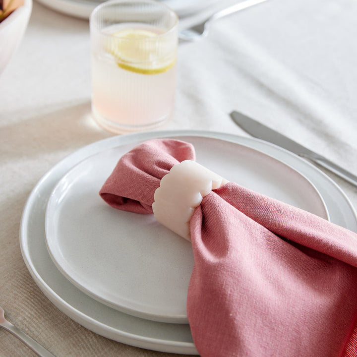 Pink Scallop Napkin Ring Set of 4