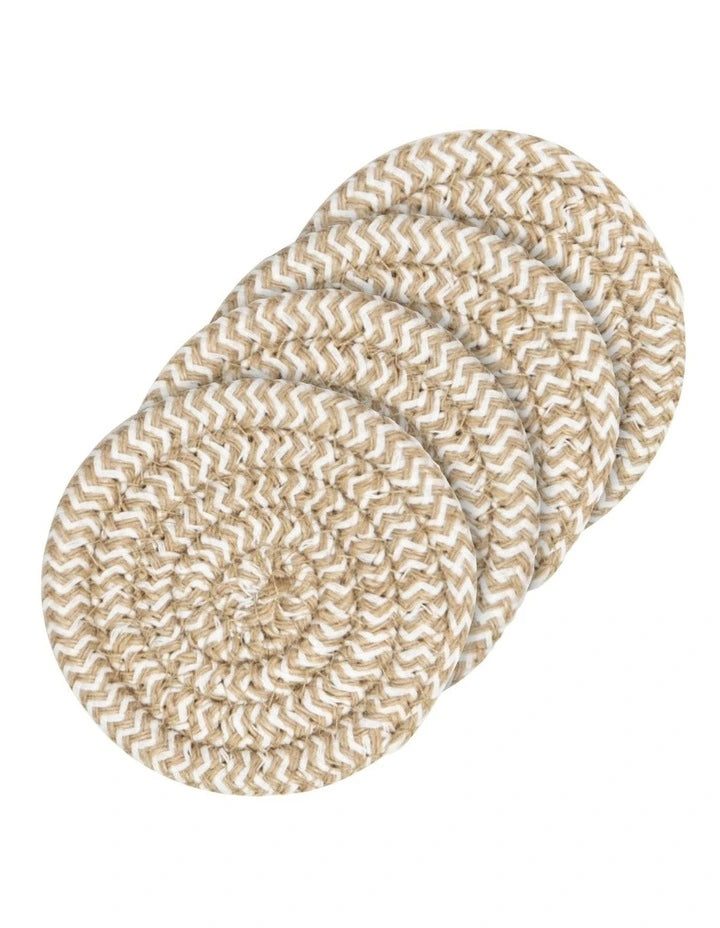 Nixon Coasters 4 Pack in White/Natural