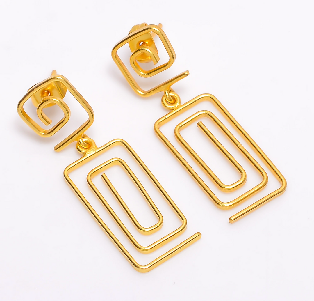 18k Gold Plated Brass Geometric Earrings