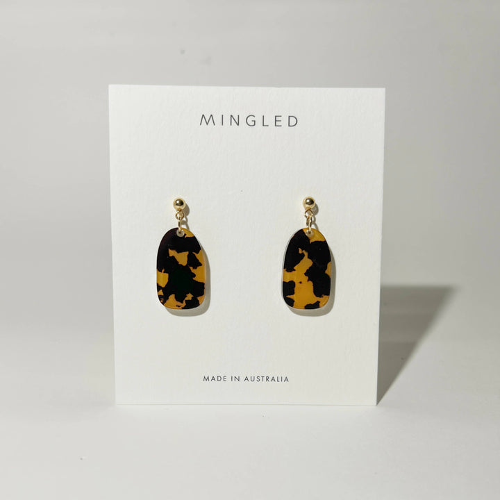 Clio Minimalist Earrings - Tortoise Shell