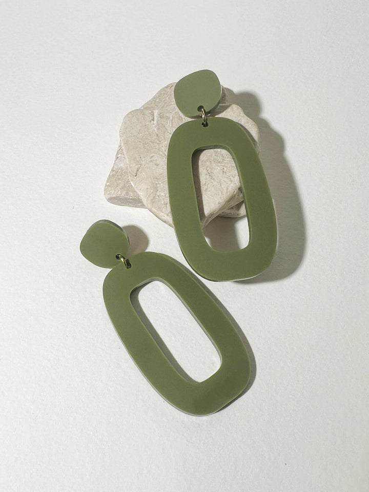 RILEY Dangle Earrings in Olive Green