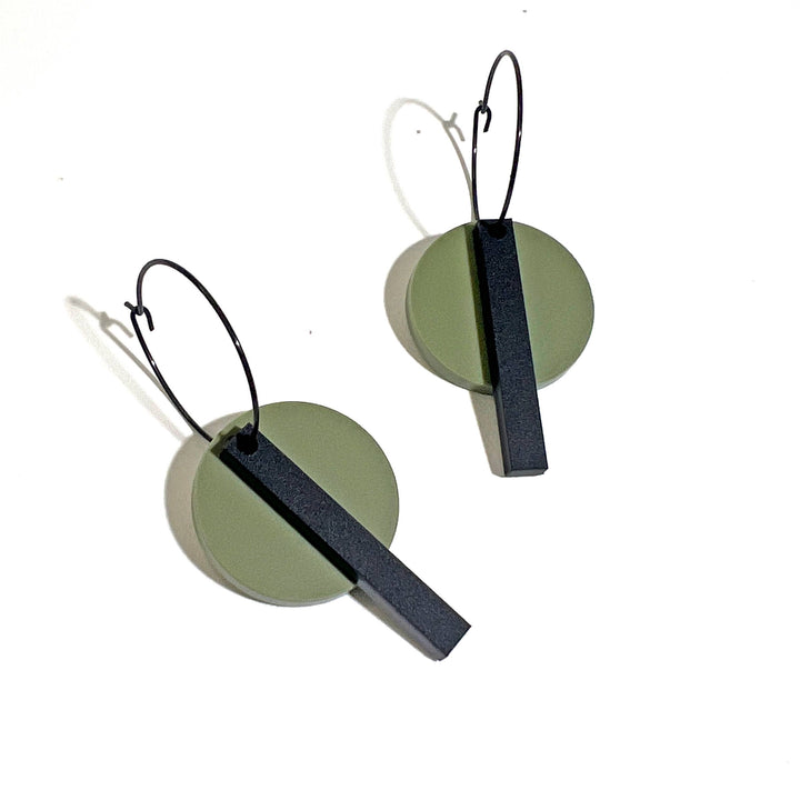 Bar Hoop - Olive Green Earrings