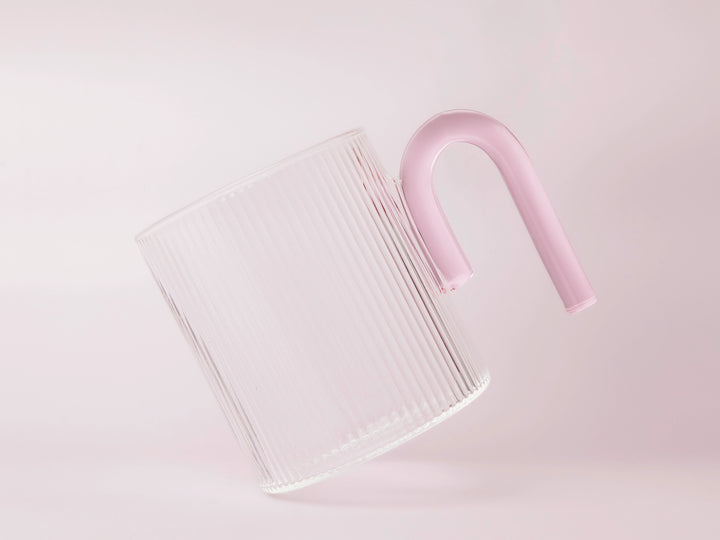 Archer Ribbed Glass Mug - Clear