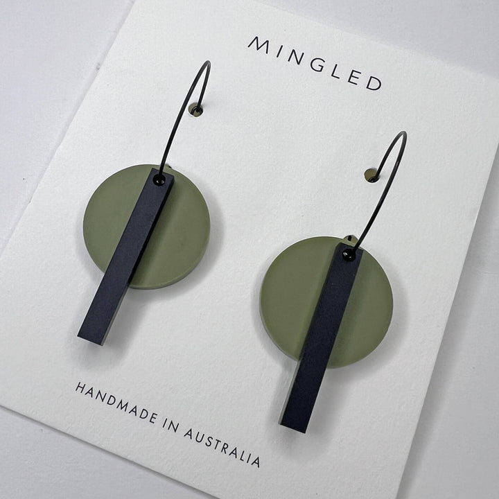 Bar Hoop - Olive Green Earrings
