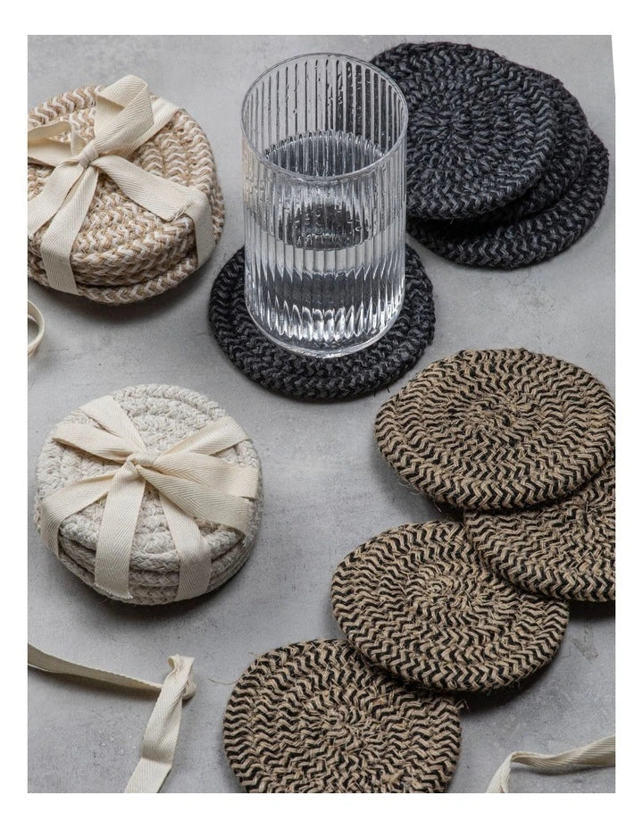 Nixon Coasters 4 Pack in White/Natural