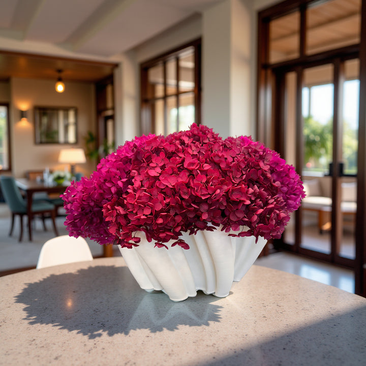 Preserved Magenta and Burgundy Hydrangea in Chloe Vase