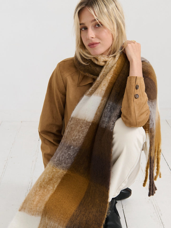 Dijon Checkered Fluffy Scarf