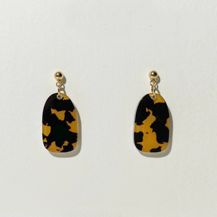 Clio Minimalist Earrings - Tortoise Shell