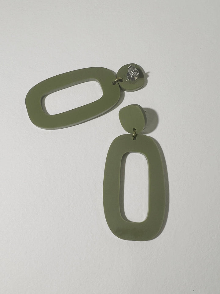 RILEY Dangle Earrings in Olive Green