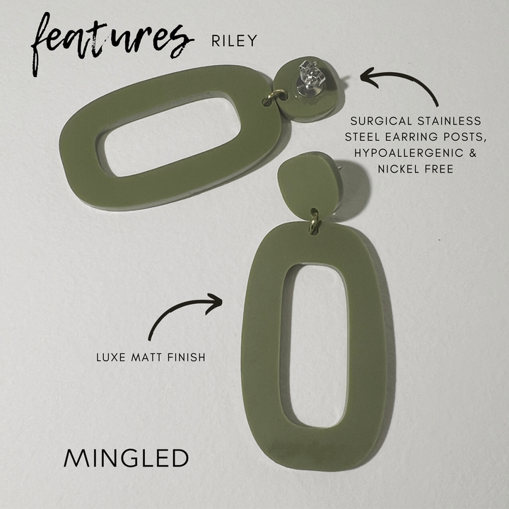 RILEY Dangle Earrings in Olive Green