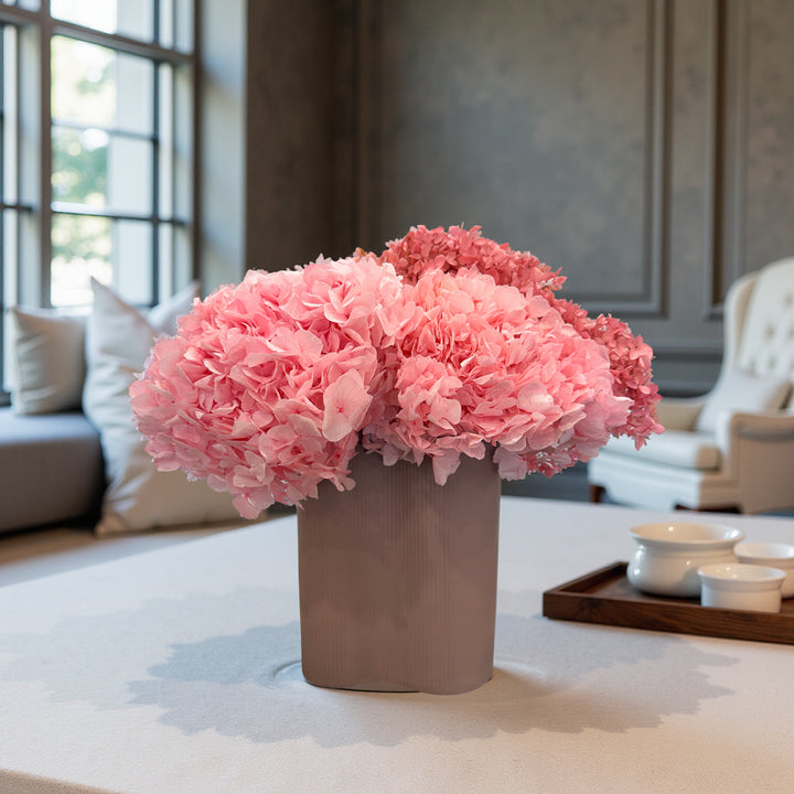 Preserved Pink Hydrangeas in Love Vase