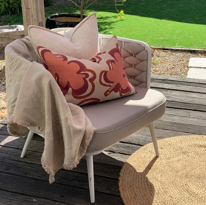Gidget Linen Cushion - Natural/Rose