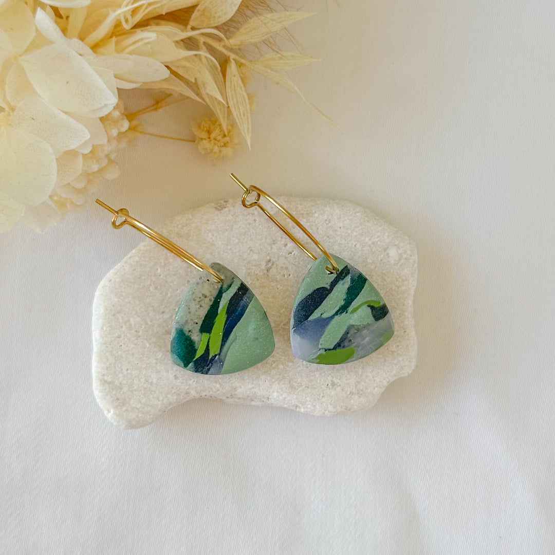 Green Marbel Earrings