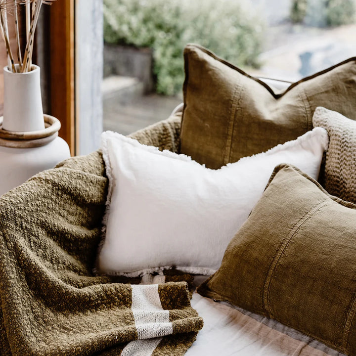 Luca Linen Cushion - Olive