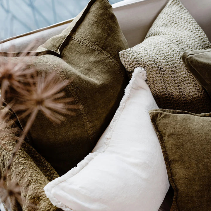 Luca Linen Cushion - Olive