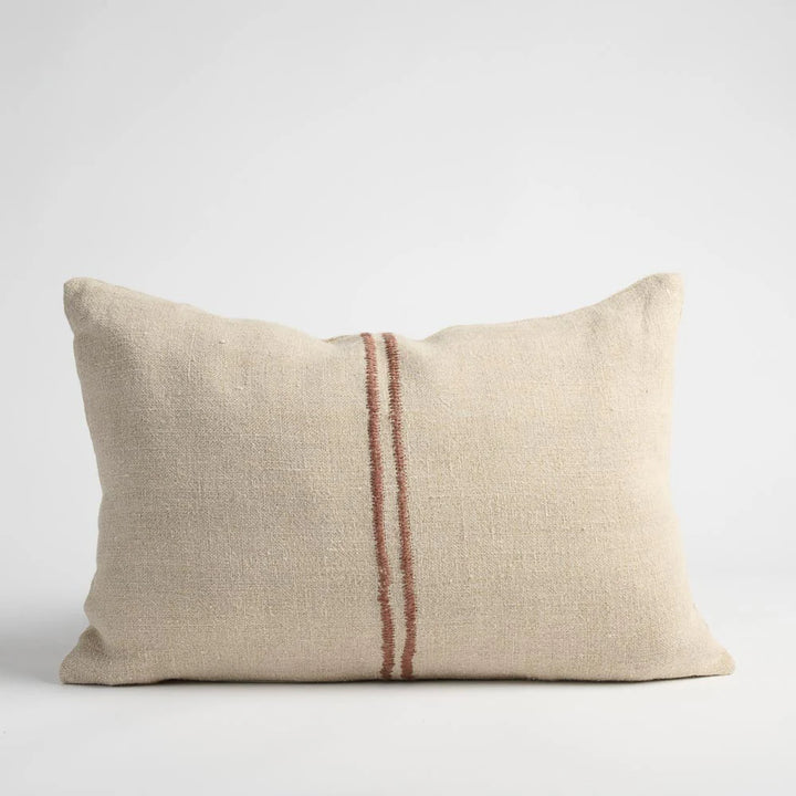 Orion Linen Cushion - Natural/Chocolate
