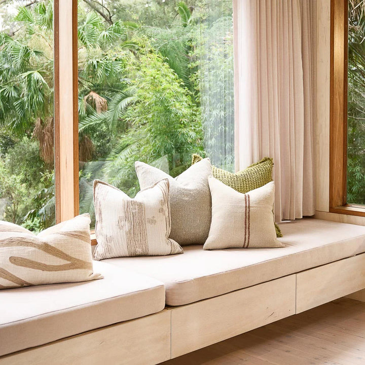 Orion Linen Cushion - Natural/Chocolate