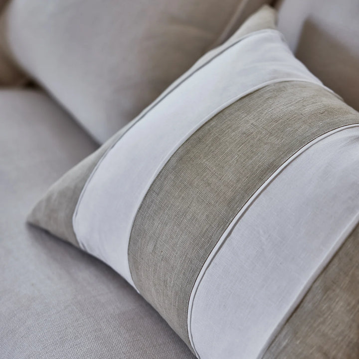 Riley White / Linen Patch Cushion 40x60