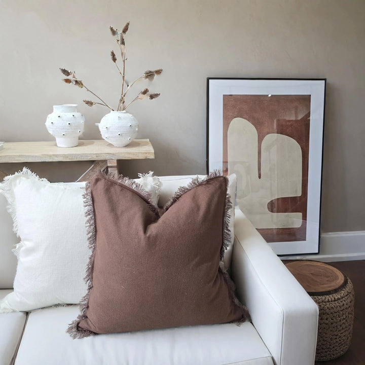 Rhea Linen Fringe Lumbar Cushion