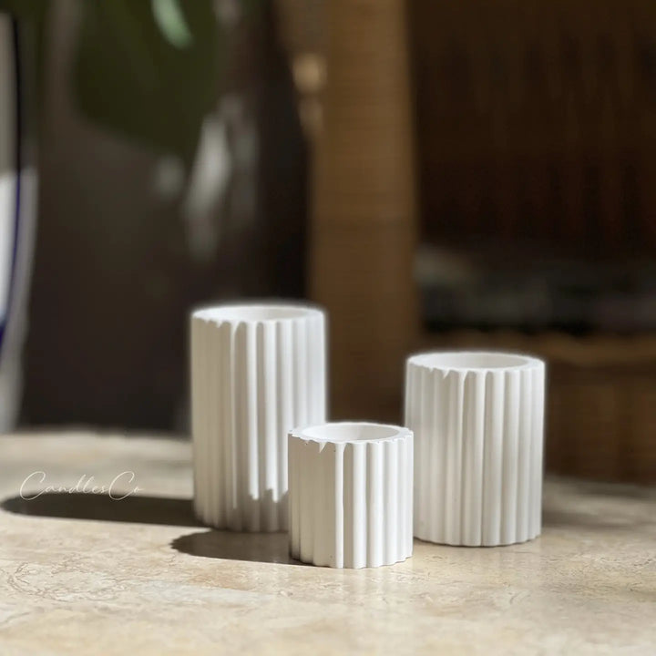 Ribbed Candlestick Holder - Medium