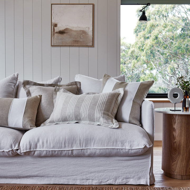 Riley White / Linen Patch Cushion