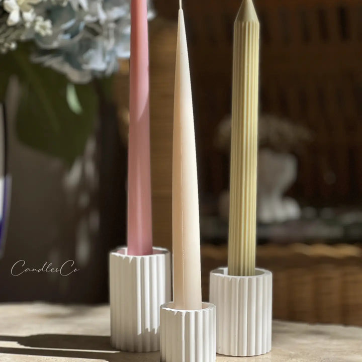 Ribbed Candlestick Holder - Medium